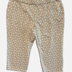 Susan Graver Pull-On Ankle Capri Pants Brown Geometric Liquid Knit XLP Plus Size
